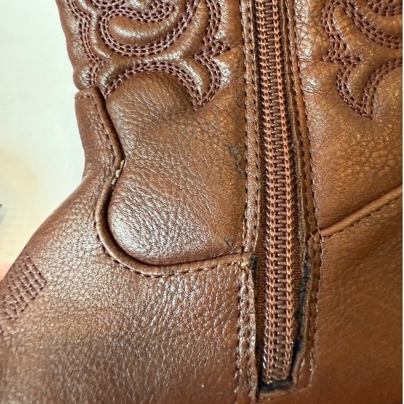Cat & Jack Kids Brown Faux Leather Embroidered Cowboy Boots Western Toddler Sz 9 - Picture 9 of 9